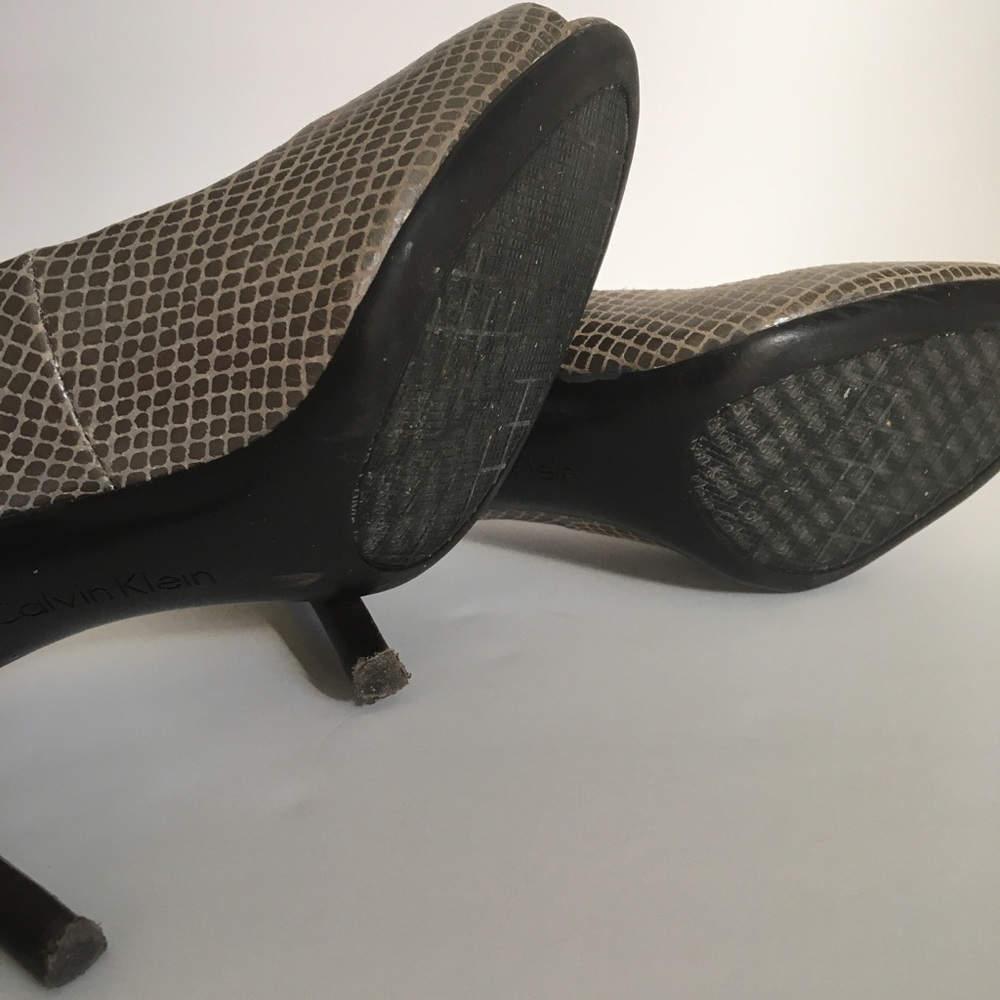 Calvin Klein Gray Skin Peep-toe Heels - Picture 4 of 4